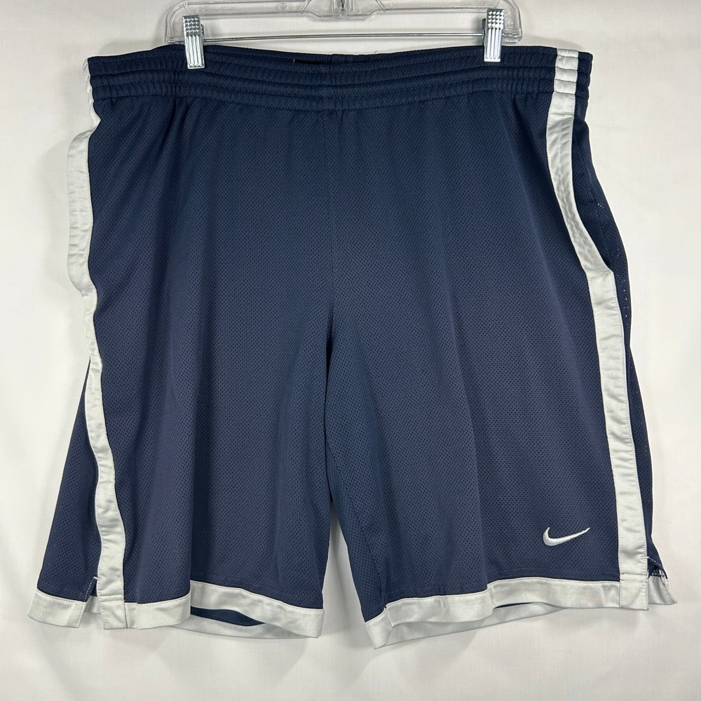 Vintage 90s Nike Basketball Navy Blue Mesh Athletic Shorts Size Large